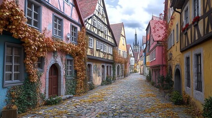 Obraz premium street in the town of island