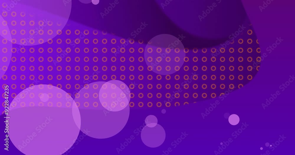 Aufkleber purple bubbles and circles animation over abstract background with orange dots