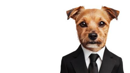 Dog in a business suit transparent background