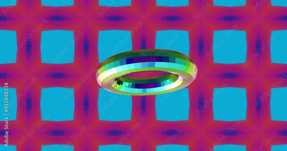 Aufkleber rotating colorful ring animation over geometric patterned background