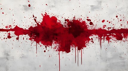 Crimson Splatter on Plain Gray Backdrop in Grunge Style