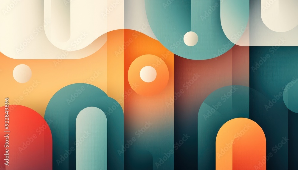 Poster a vibrant abstract background featuring colorful shapes and soft curves, perfect for modern design p