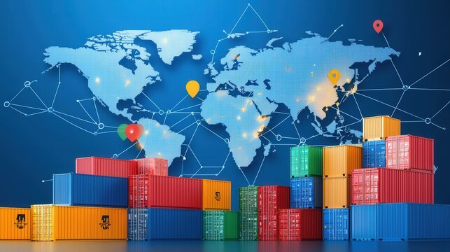 Global maps and cargo containers for freight forwarding