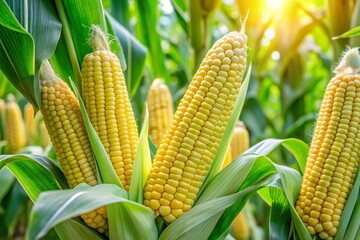 close up fresh green corn tree