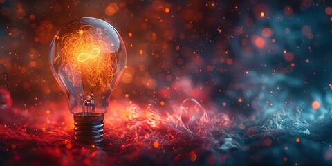 Glowing Lightbulb with Infinity Symbol