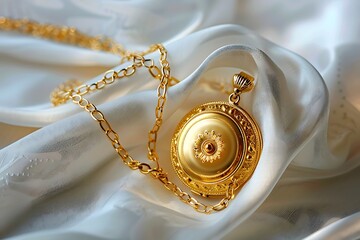 Gold Locket isolated on white background.