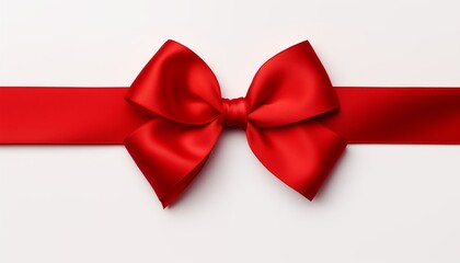 Fototapeta premium red bow ribbon on white background