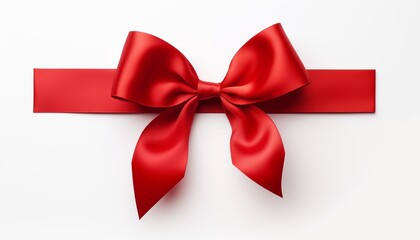 red bow ribbon on white background