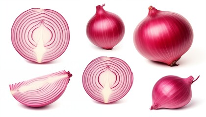 red purple onion isolated on white