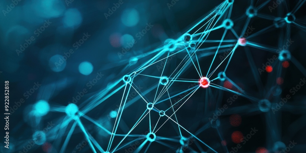 Poster abstract digital network connection with vibrant colors and intricate design, symbolizing data trans