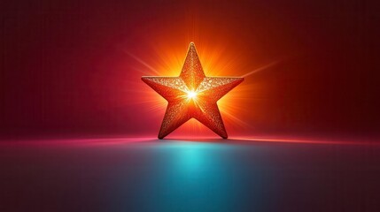 Fototapeta premium A glowing five-pointed star with a vibrant light emanating from its center