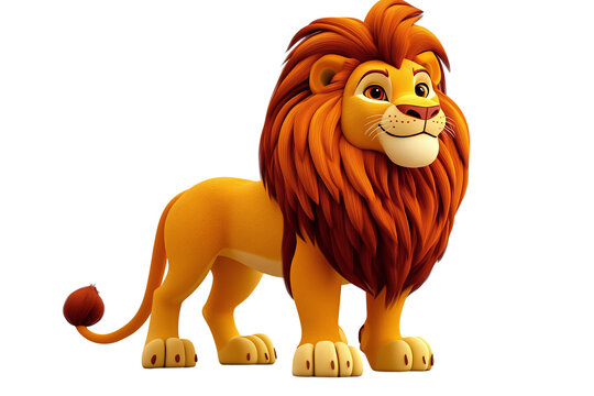 Cute Majestic Lion: A lion standing proudly against a transparent background. 
