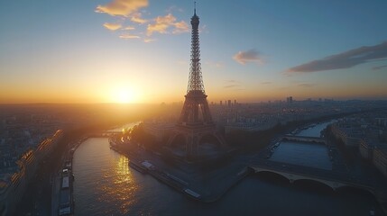 the Eiffel Tower, Paris, France, iron lattice tower, iconic design, nice mood on nice background