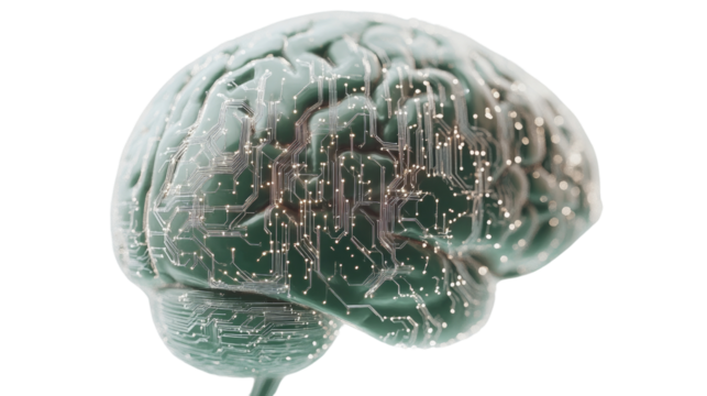 Digital brain transparent background - Powered by Adobe