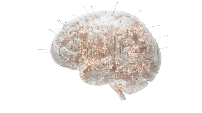 Digital brain transparent background - Powered by Adobe