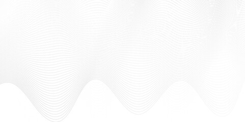 Abstract white blend digital wave lines and technology transparent background. Minimal carve wavy white and gray flowing wave lines and glowing moving lines. Futuristic sound wave lines background.