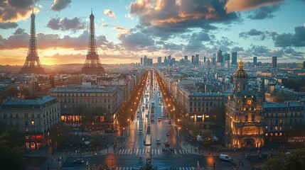 the Eiffel Tower, Paris, France, iron lattice tower, iconic design, nice mood on nice background