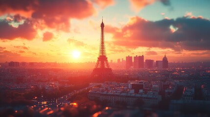 Obraz premium the Eiffel Tower, Paris, France, iron lattice tower, iconic design, nice mood on nice background