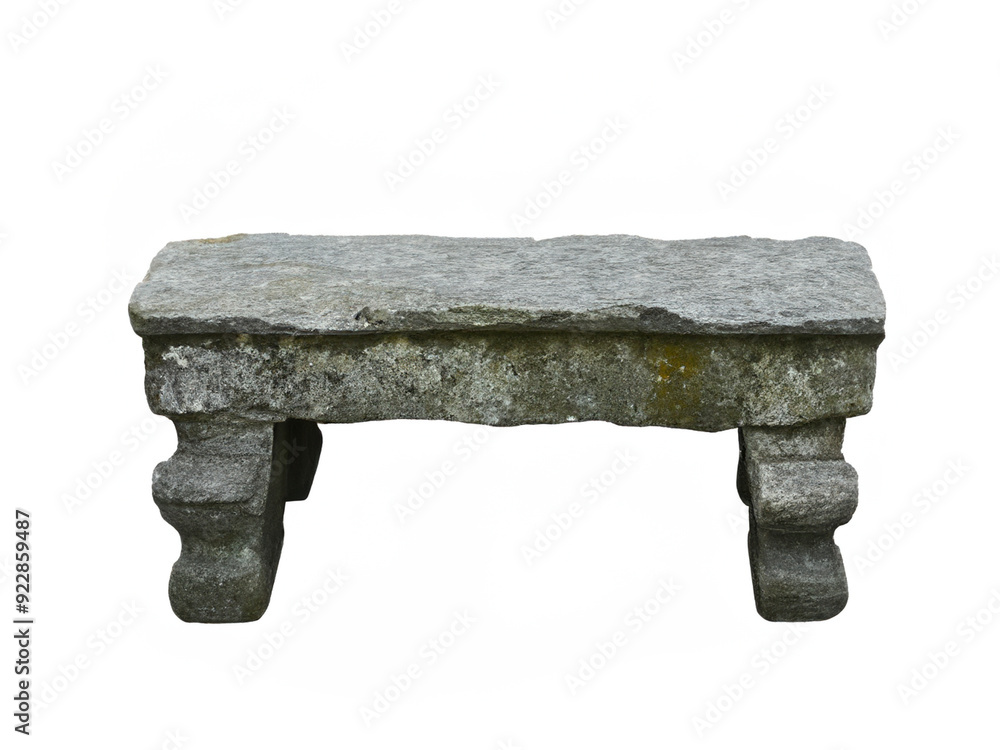 Wall mural ancient stone bench on isolated background