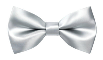 Silver bow tie on a white background, cut out - stock png.