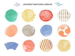 和柄と水彩テクスチャセット