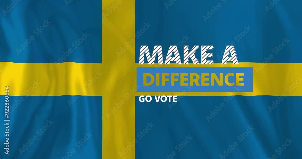 Poster swedish flag with make difference and go vote text animation