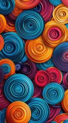 Fototapeta premium Bright circular patterns in various colors create a visually striking abstract design