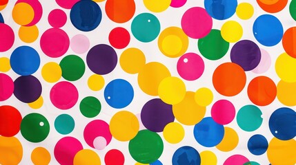 A vibrant collection of multicolored circles arranged playfully on a white backdrop
