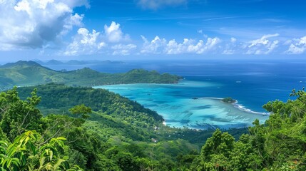 breathtaking view from Morne Blanc mountain in Seychelles