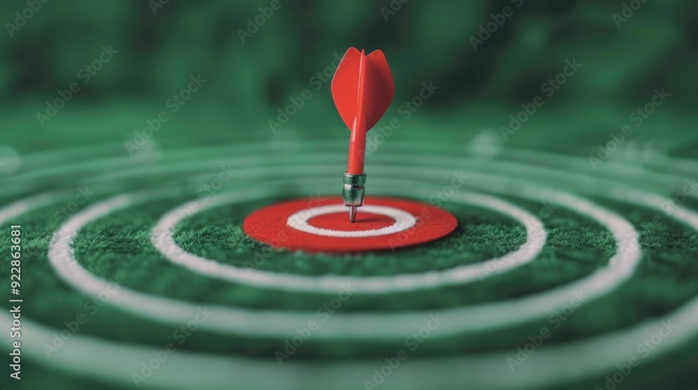 Poster revenue targets financial goals and key milestones visualized through a red dart arrow hitting the c
