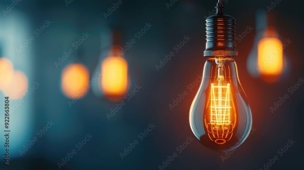 Aufkleber glowing lightbulb illuminating business innovation and creative concepts with deep depth of field re