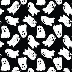 Ghost, Halloween seamless pattern. devil evil cartoon illustration doodle gift wrap paper design.