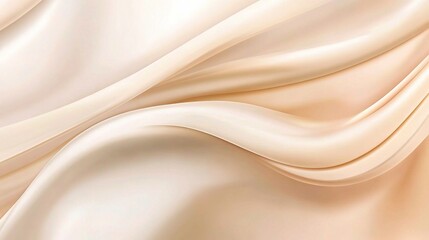 Fototapeta premium Creamy Silk Drape: Luxurious and elegant, a close-up shot of flowing beige silk fabric creating soft, sensual waves. Perfect for backgrounds, fashion, beauty, and luxury branding. 
