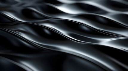Obraz premium Wavy Black Metallic Background with Depth and Texture
