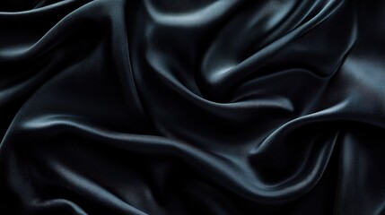 Obraz premium Black Satin Drape: A mesmerizing texture of flowing black satin, capturing the luxurious softness and elegant curves of this exquisite fabric. Its deep.