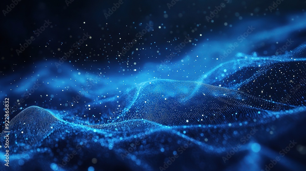 Poster a blue technology background with a mix of soft gradients and fine lines, evoking a sense of calm an