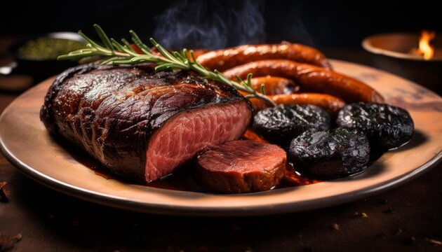 carne asada al estilo argentino con unos chorizos y morcillas