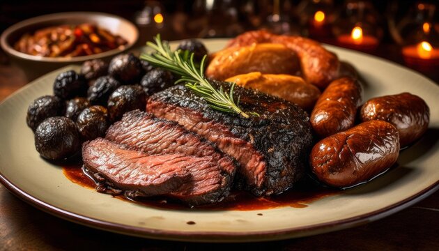 carne asada al estilo argentino con unos chorizos y morcillas