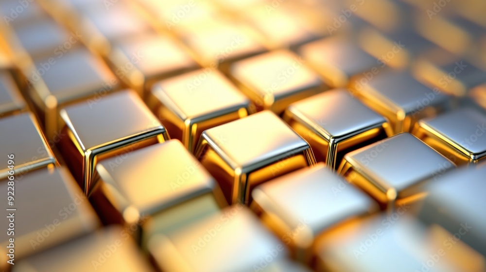 Poster an abstract arrangement of gold cubes creates a visually striking pattern that reflects and refracts