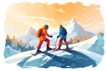 People Snowboard Winter Sport Friendship Concept