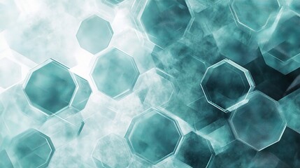 Abstract Teal Hexagon Pattern: A mesmerizing blend of teal and white hexagons creates a dynamic, abstract background. Perfect for technology, science, or design projects.  