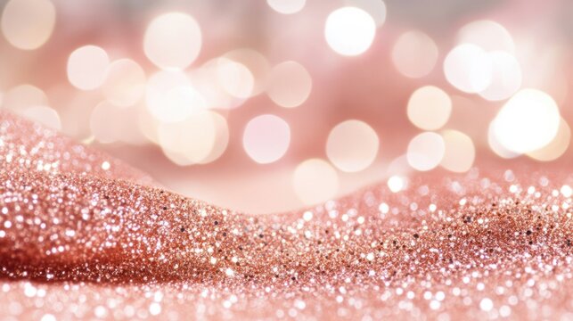 Soft pink glitter sparkles continuously, creating a luminous effect ideal for festive events and artistic designs