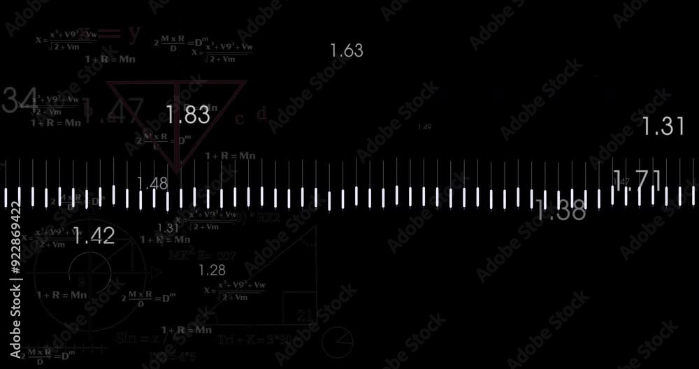 Poster animating mathematical equations and data visualization on black background