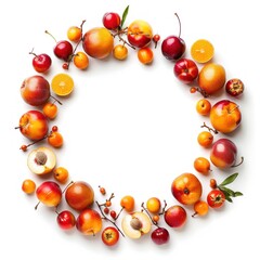 Obraz premium A circular arrangement of various fruits showcasing vibrant colors and natural beauty.