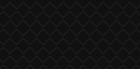 Minimal diamond vector overlapping Pattern geometric square wave line. dark black color seamless tile stripe geometric create retro square line pattern background.