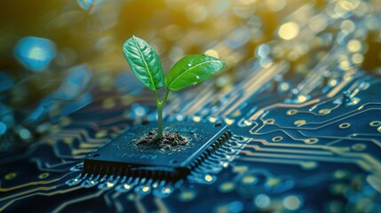 A Tiny Sprout Growing on a Circuit Board