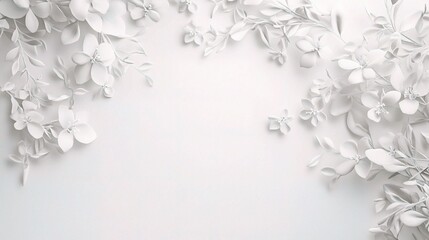 Minimalist White Floral Frame: Delicate white floral branches artfully arranged, creating a minimalist yet elegant frame for your design.  The clean.