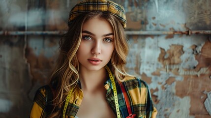 Obraz premium Young woman with measure tape.