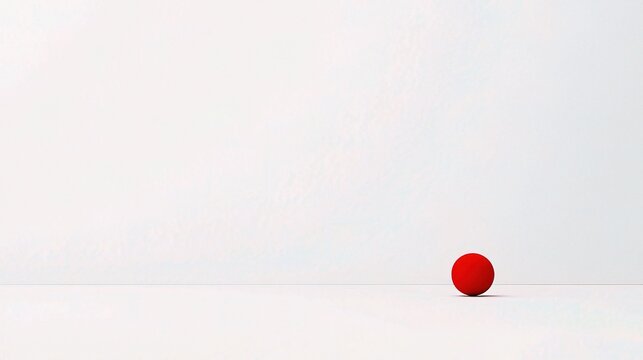 Red Sphere Minimalism: A single, vibrant red sphere sits alone on a stark white background, creating a powerful image of simplicity and focus. This photo is perfect for representing minimalism, focus.