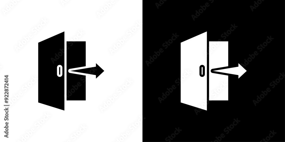 Aufkleber exit icon thin line illustration set